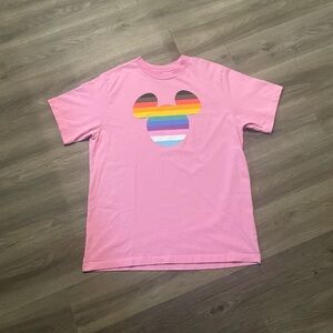 Disney Pink Tee with Rainbow Mouse Design